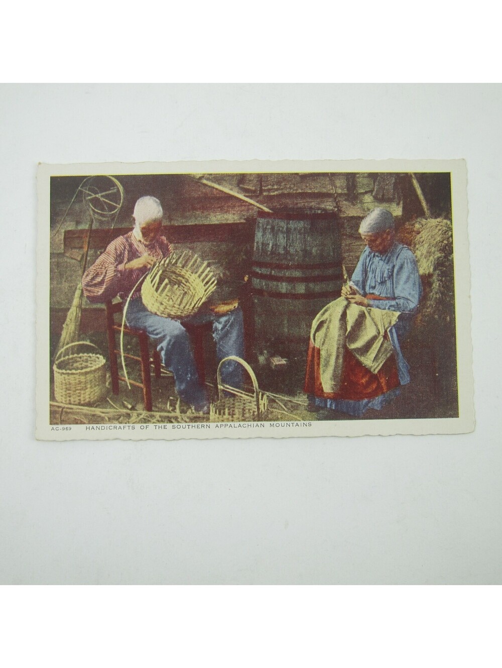 Postcard Basket Makers Southern Appalachian Mountains North Carolina Antique